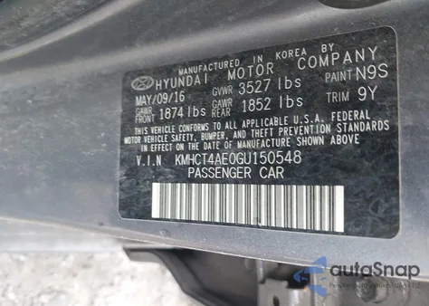 2016 Hyundai Accent Se z USA, uszkodzony, nr VIN KMHCT4AE0GU150548